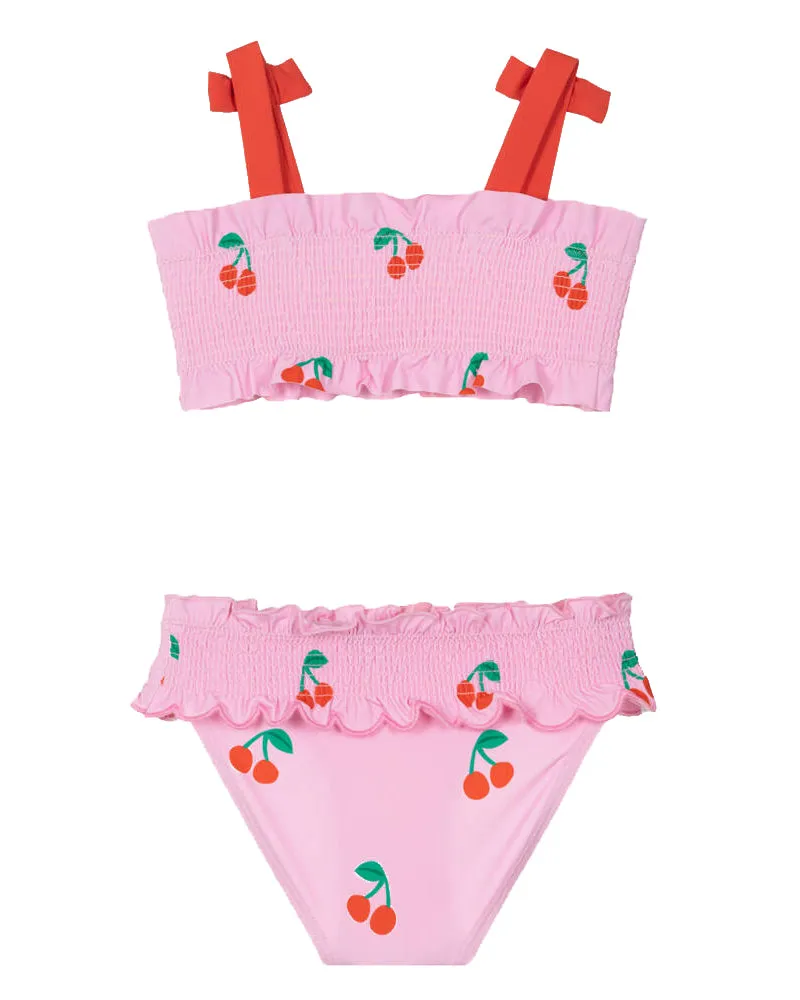 Baby Girls Pink Cherry Print Bikini