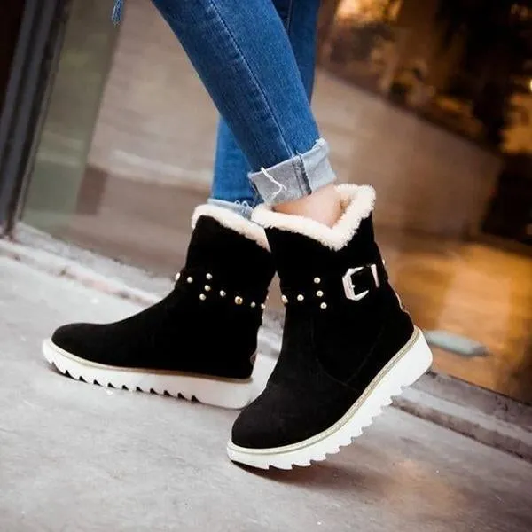 Women's Casual Rivet Buckle Thick-Soled Snow Boots 63648246S
